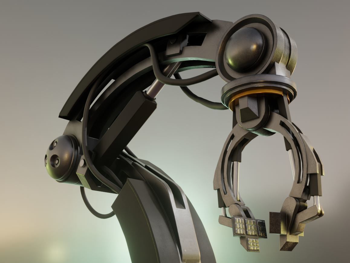 Rigged Industrial Robot Arm Alu Version Low-poly 3D model_23