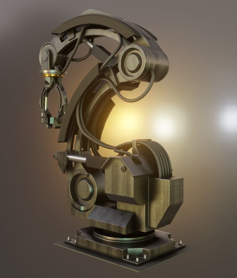 Rigged Industrial Robot Arm Alu Version Low-poly 3D model_29