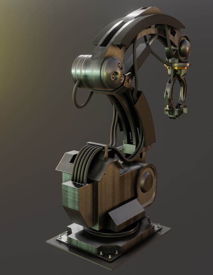 Rigged Industrial Robot Arm Alu Version Low-poly 3D model_34