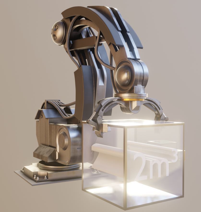 Rigged Industrial Robot Arm Alu Version Low-poly 3D model_3