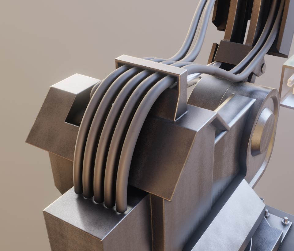 Rigged Industrial Robot Arm Alu Version Low-poly 3D model_28