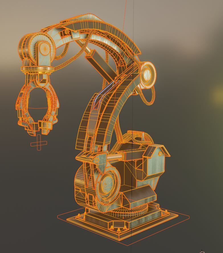 Rigged Industrial Robot Arm Alu Version Low-poly 3D model_14