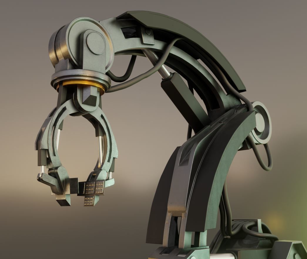 Rigged Industrial Robot Arm Alu Version Low-poly 3D model_30