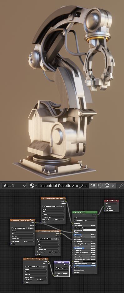 Rigged Industrial Robot Arm Alu Version Low-poly 3D model_27