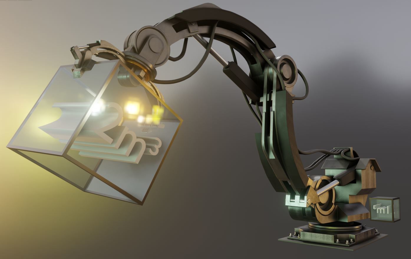 Rigged Industrial Robot Arm Alu Version Low-poly 3D model_12