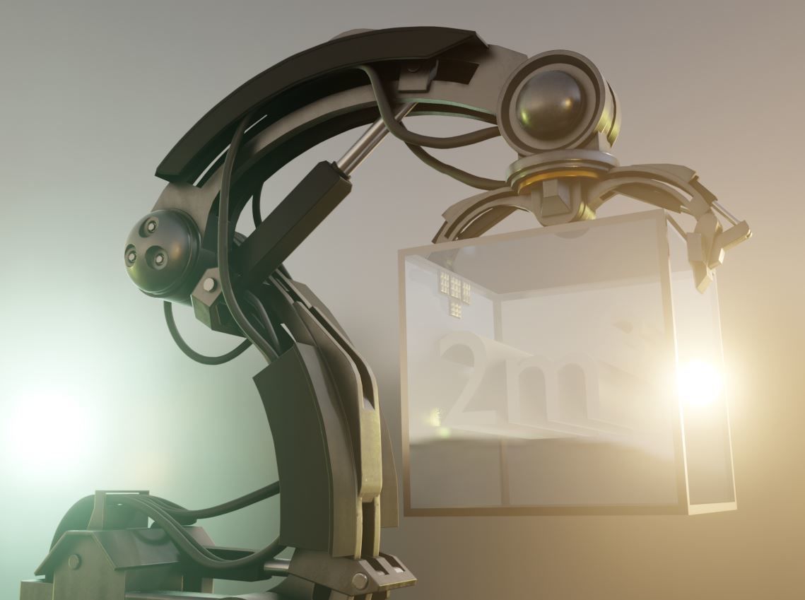 Rigged Industrial Robot Arm Alu Version Low-poly 3D model_9