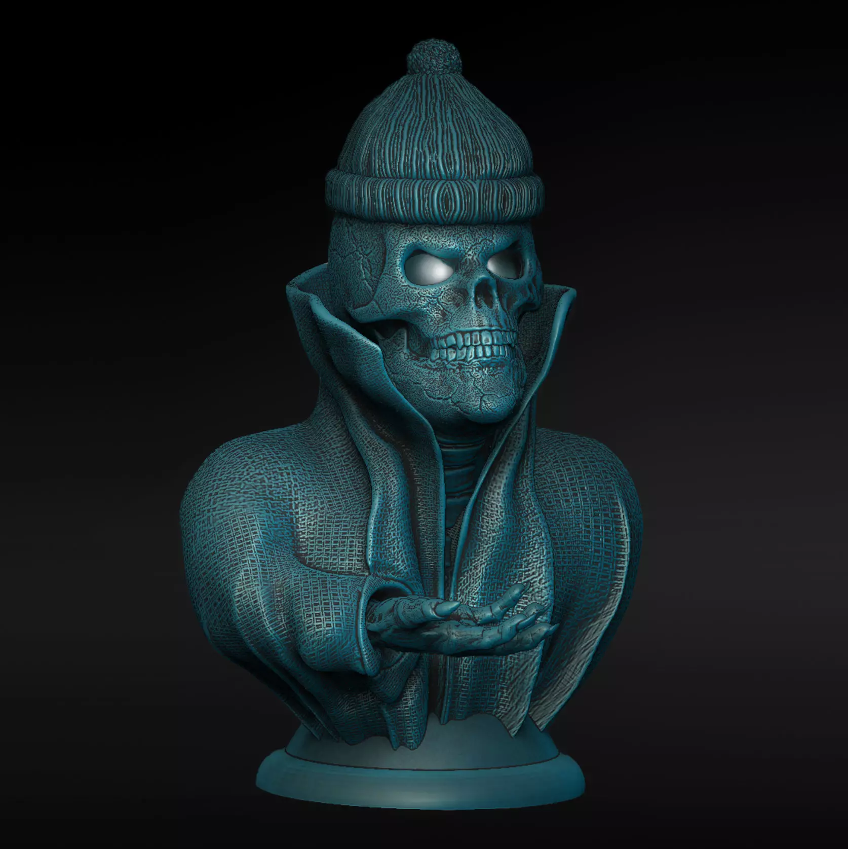Skull lamp with woolen hat open eyes 3D print model