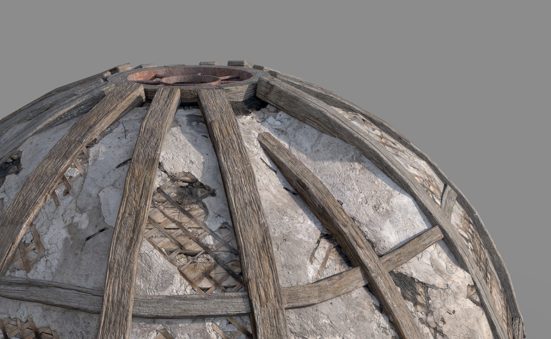 Wooden Dome Low-poly 3D model_5