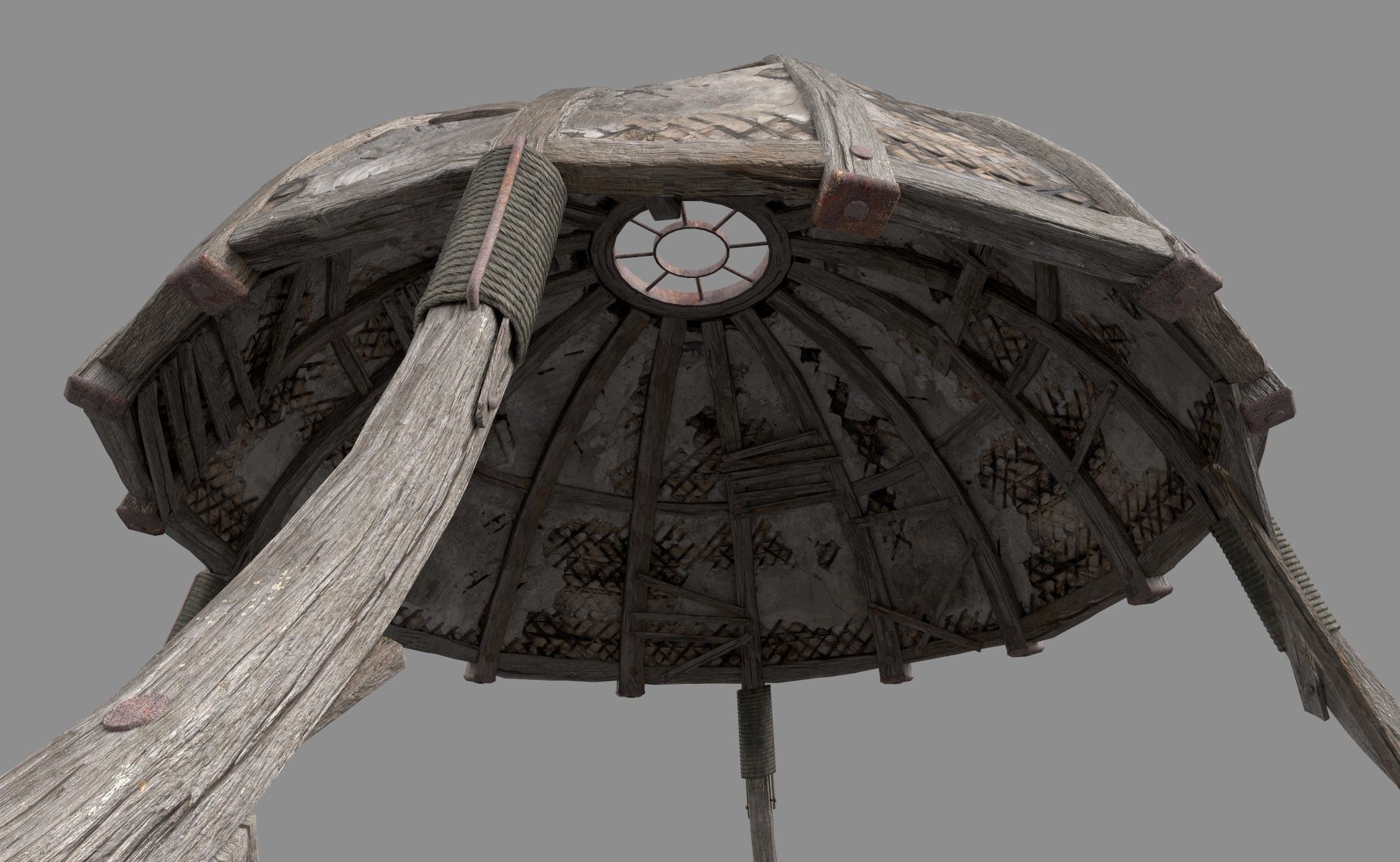 Wooden Dome Low-poly 3D model_3