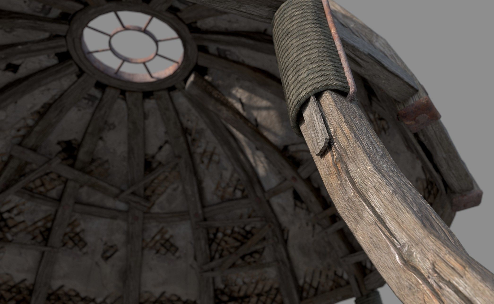 Wooden Dome Low-poly 3D model_6