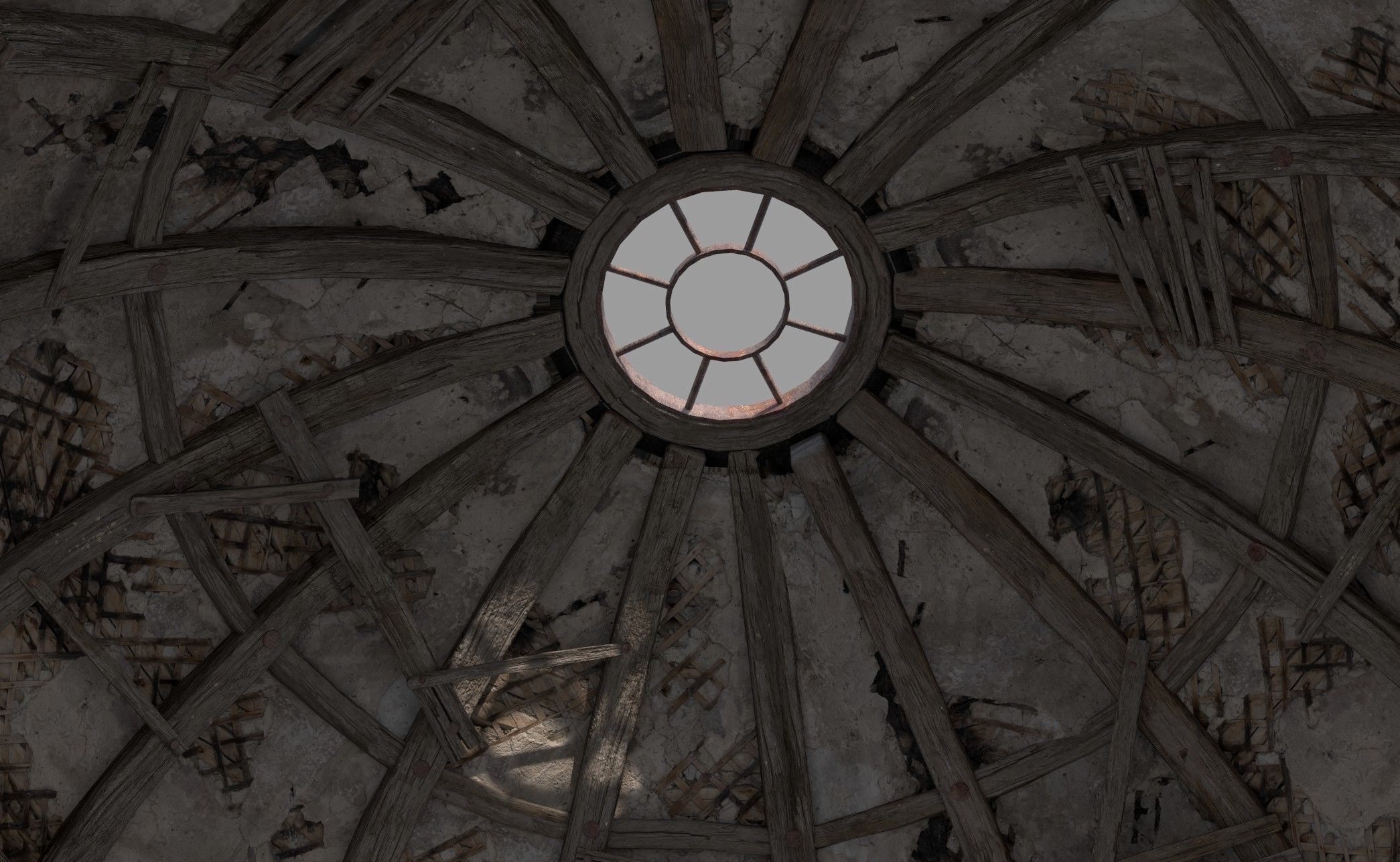 Wooden Dome Low-poly 3D model_8