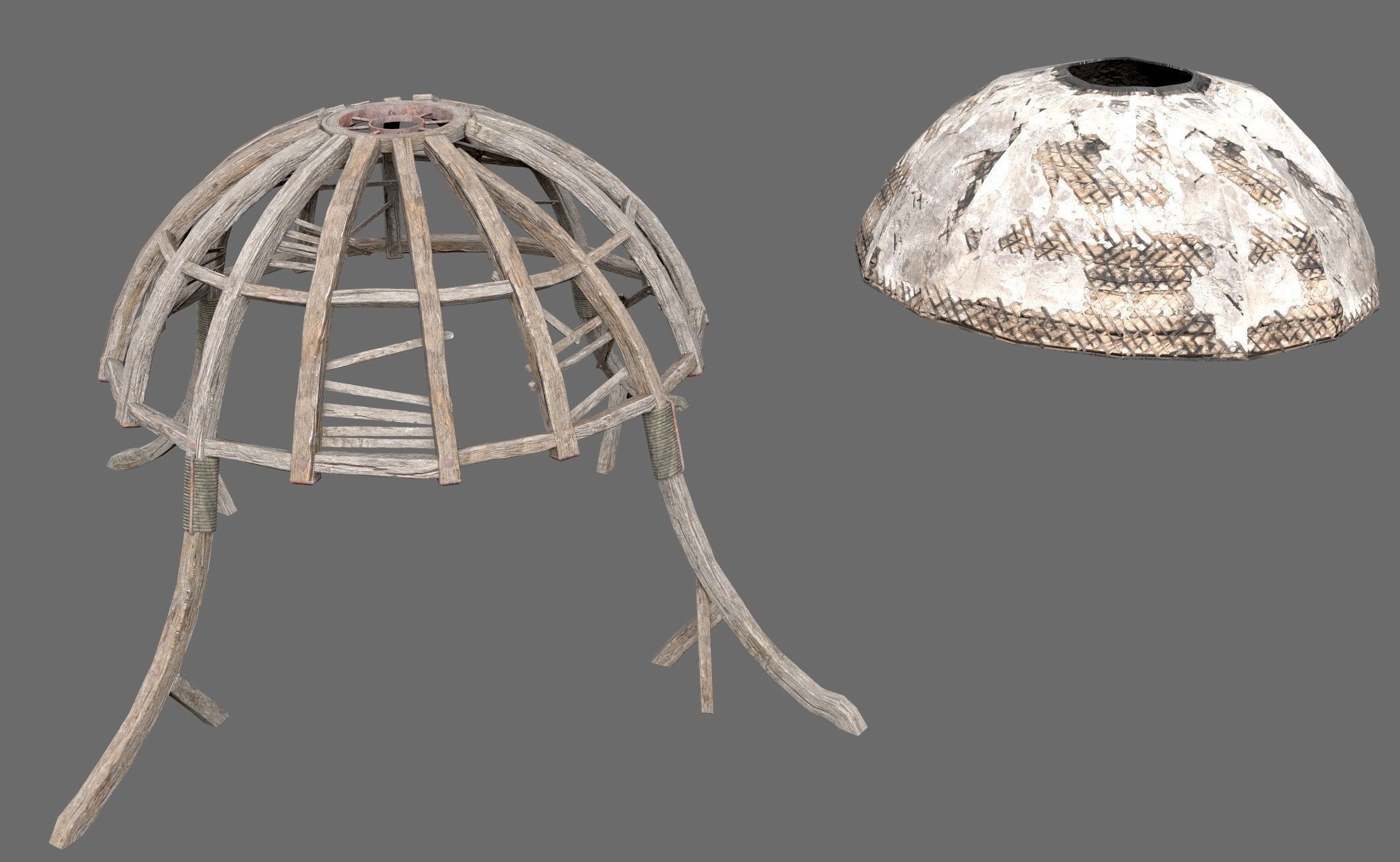 Wooden Dome Low-poly 3D model_13