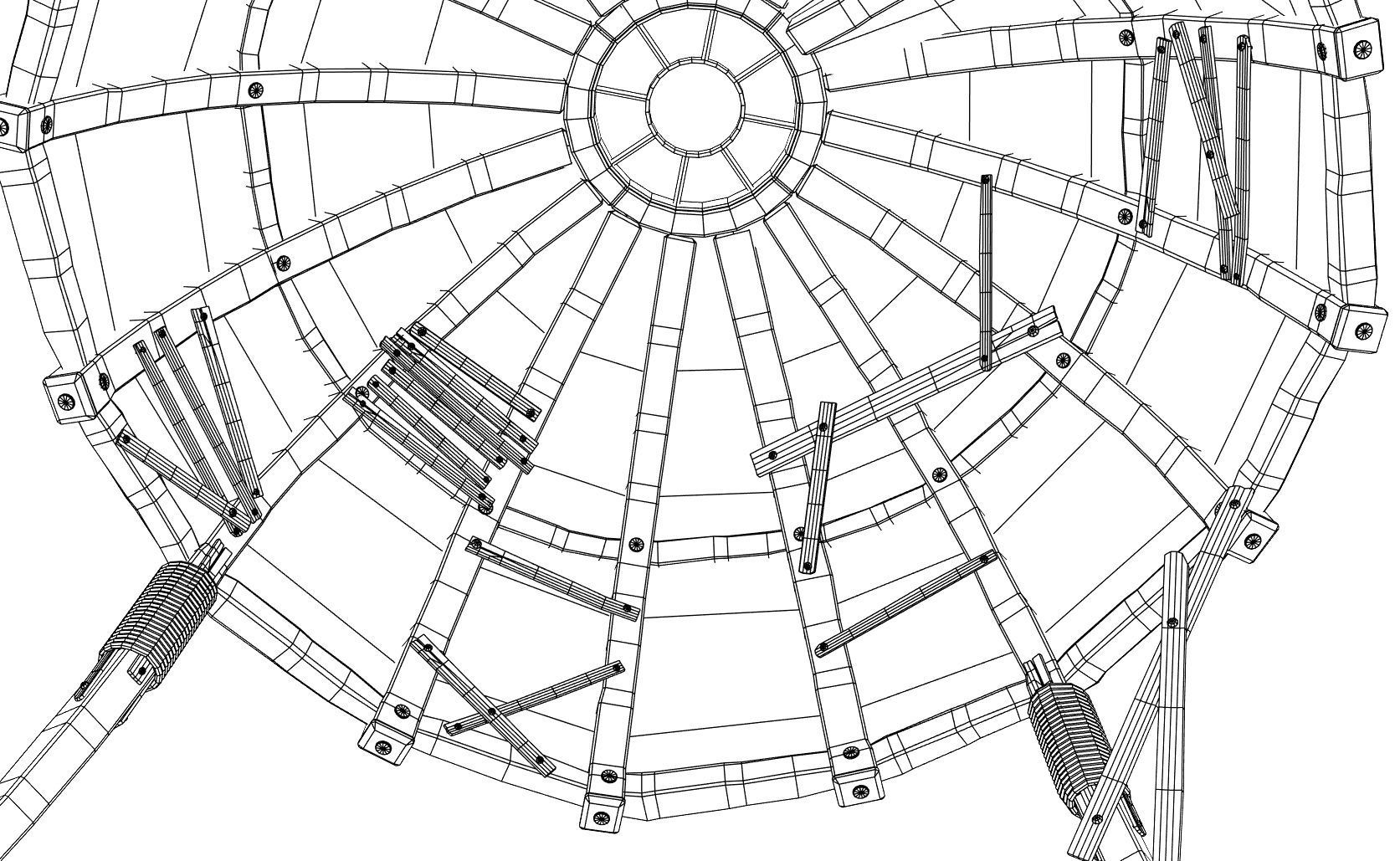 Wooden Dome Low-poly 3D model_12