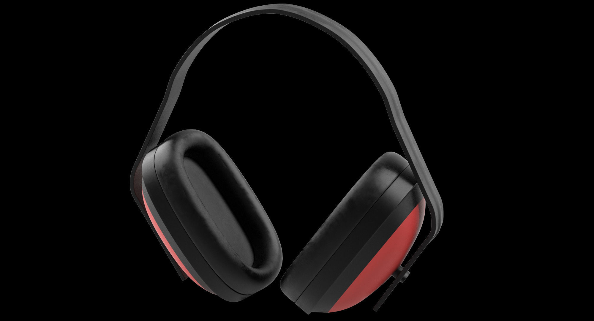 Earmuffs Red Low-poly 3D model_1