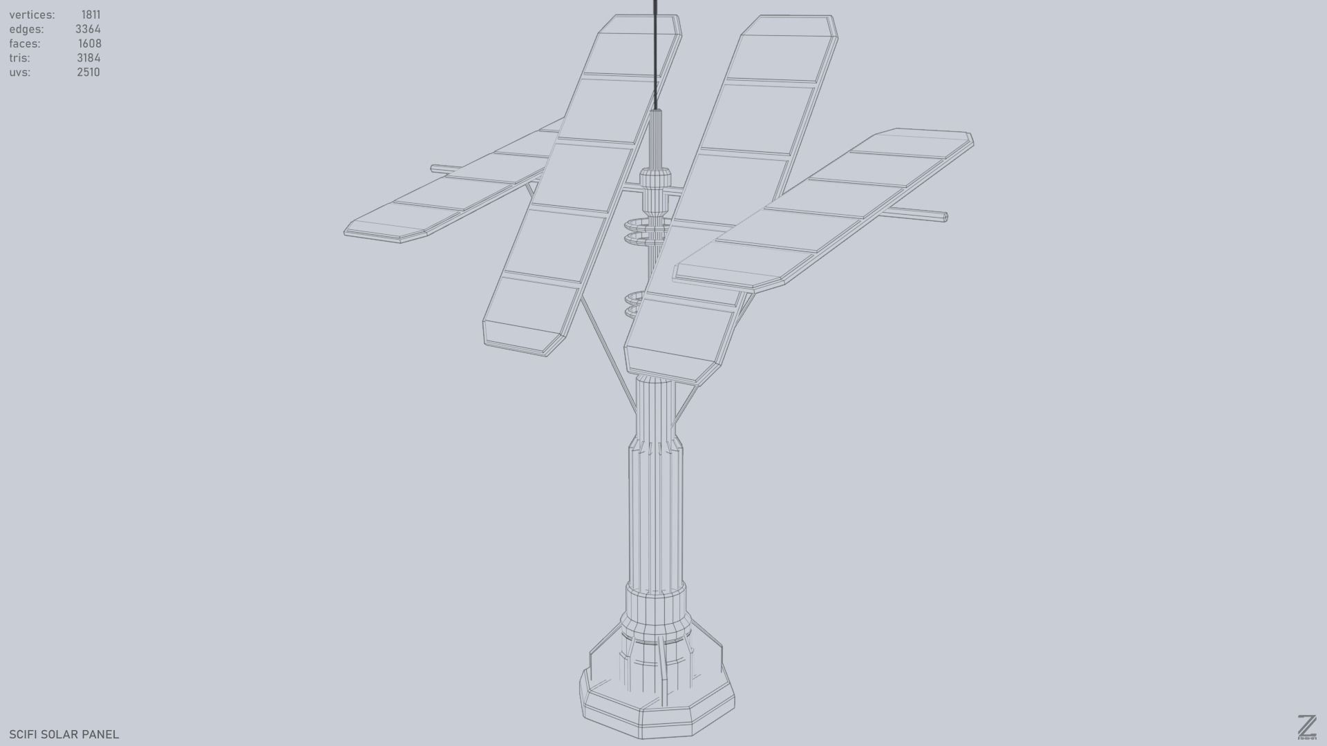 Scifi solar panel Low-poly 3D model_9