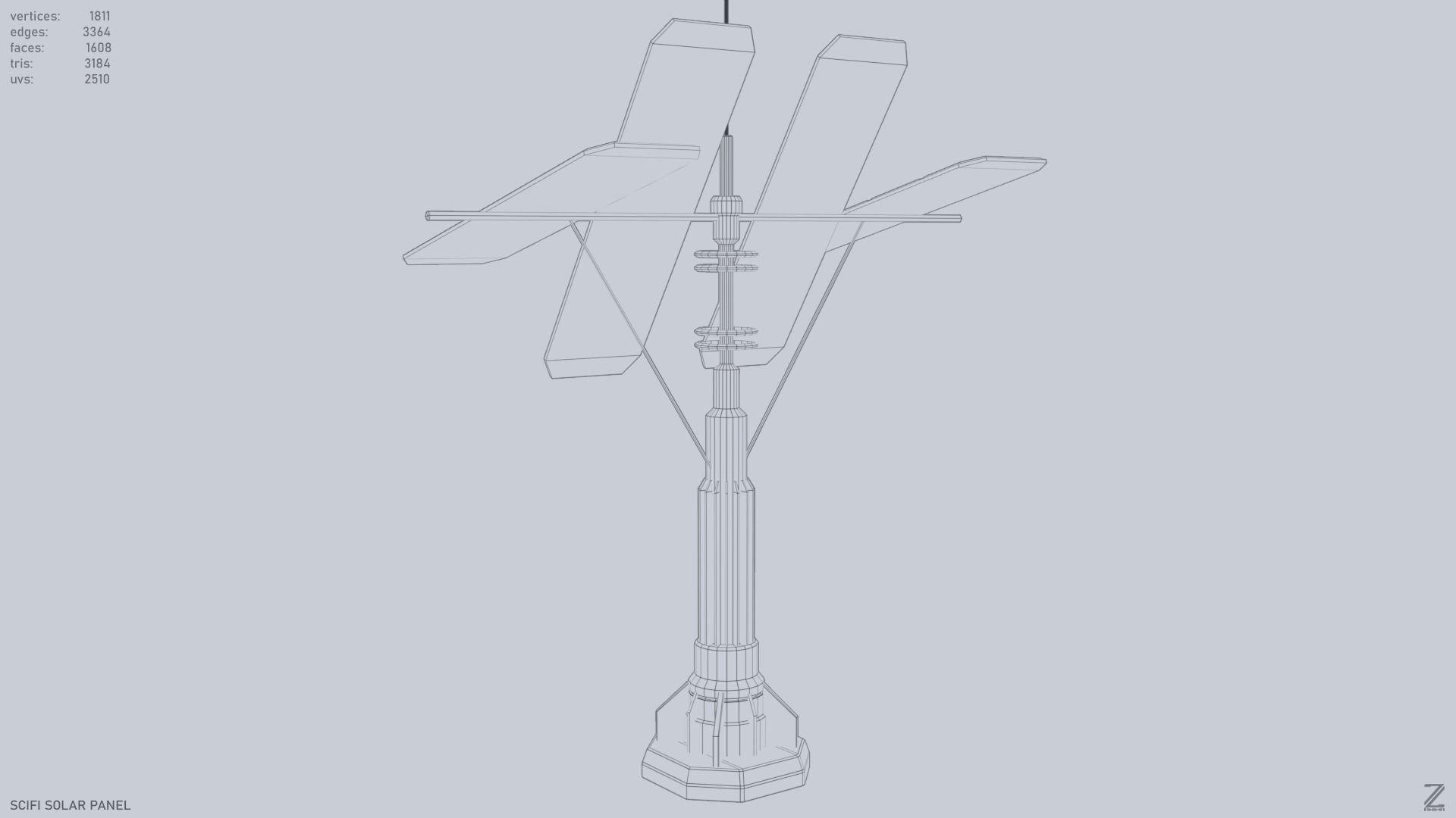 Scifi solar panel Low-poly 3D model_11