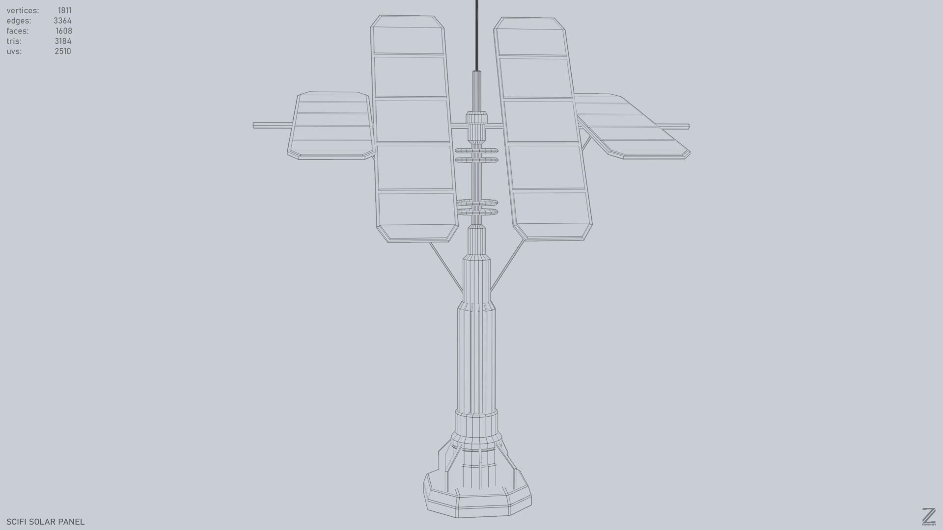 Scifi solar panel Low-poly 3D model_14