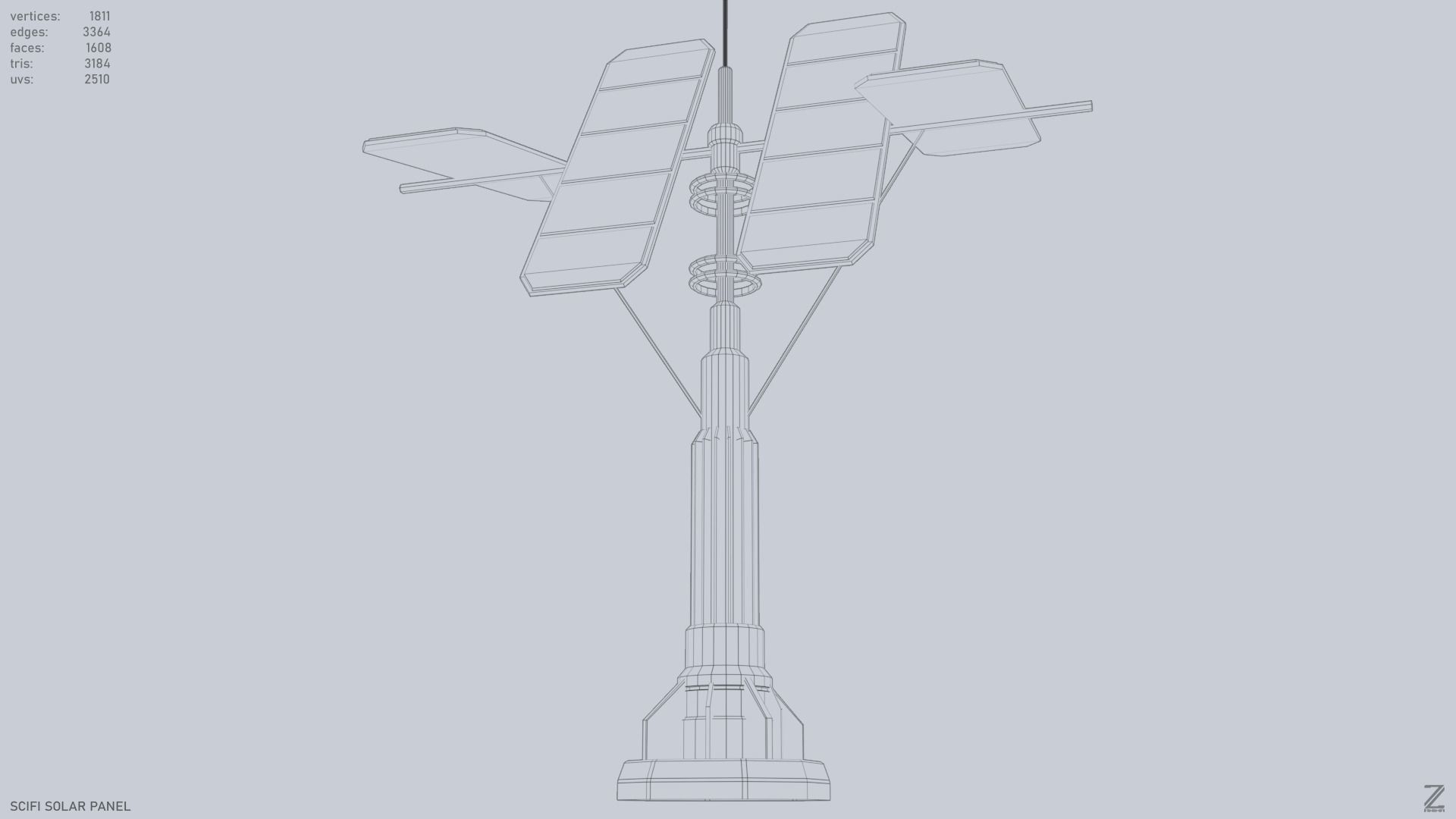 Scifi solar panel Low-poly 3D model_15