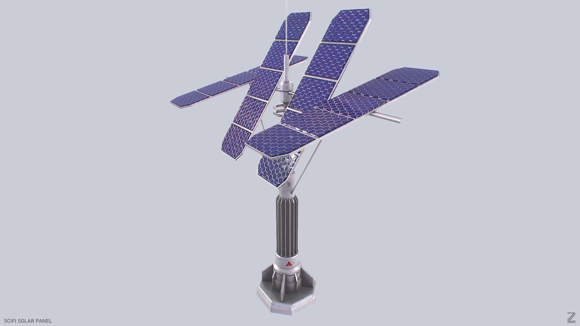 Scifi solar panel Low-poly 3D model_2