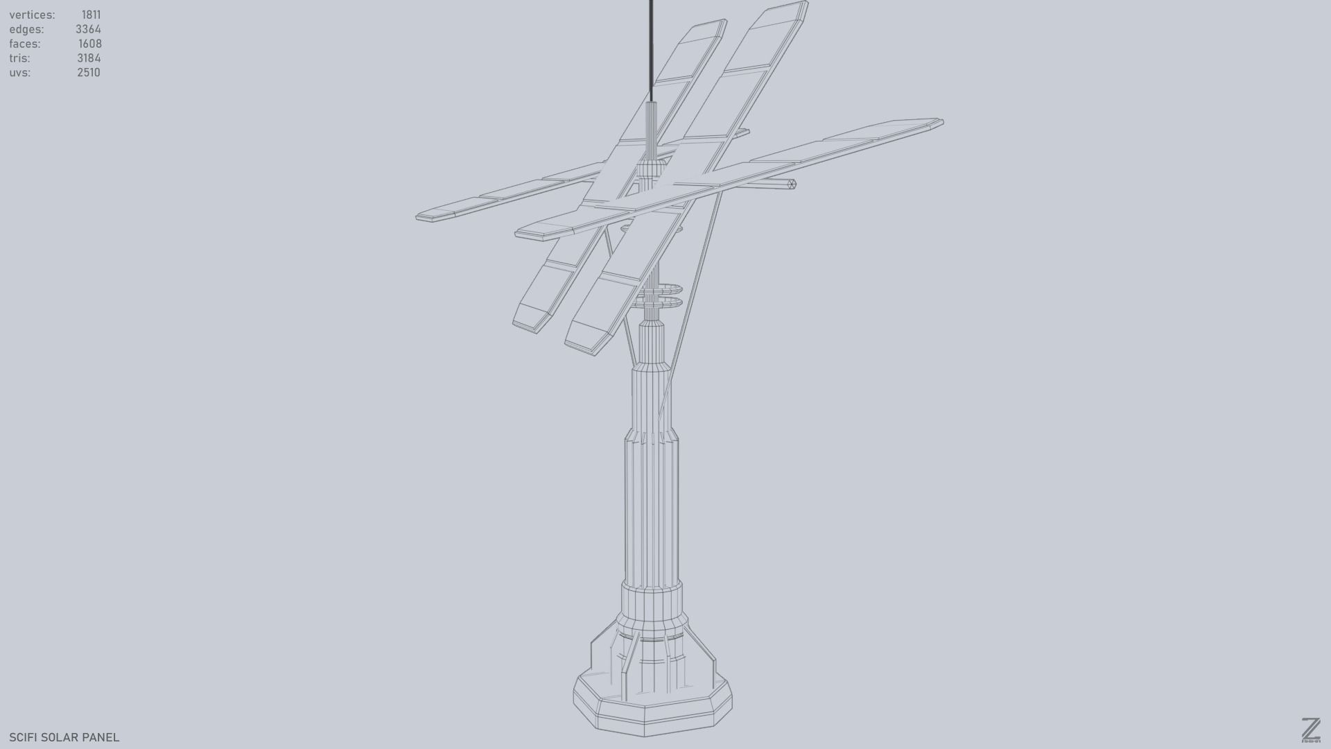Scifi solar panel Low-poly 3D model_10