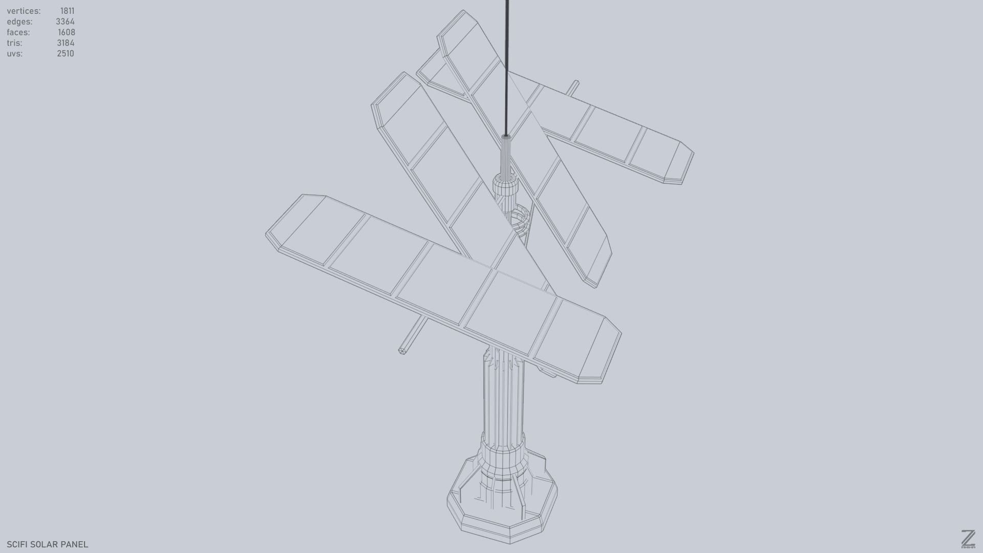 Scifi solar panel Low-poly 3D model_13