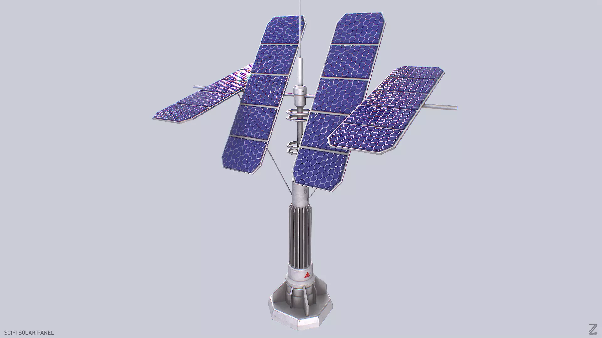 Scifi solar panel Low-poly 3D model_0