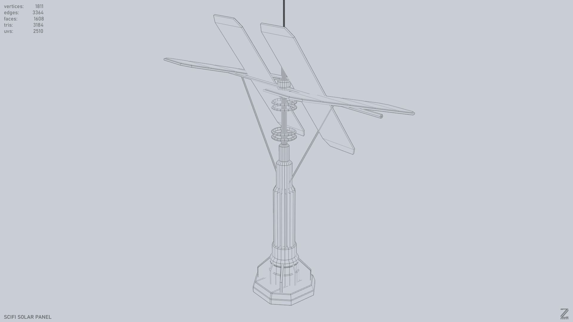 Scifi solar panel Low-poly 3D model_12