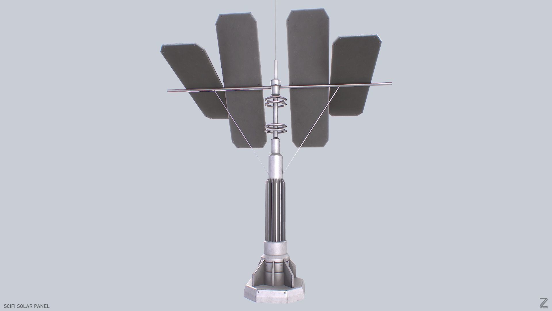 Scifi solar panel Low-poly 3D model_6