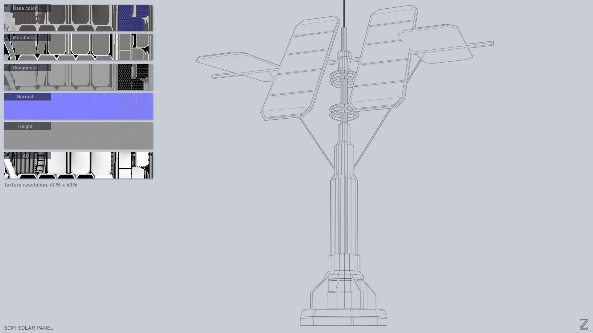 Scifi solar panel Low-poly 3D model_3