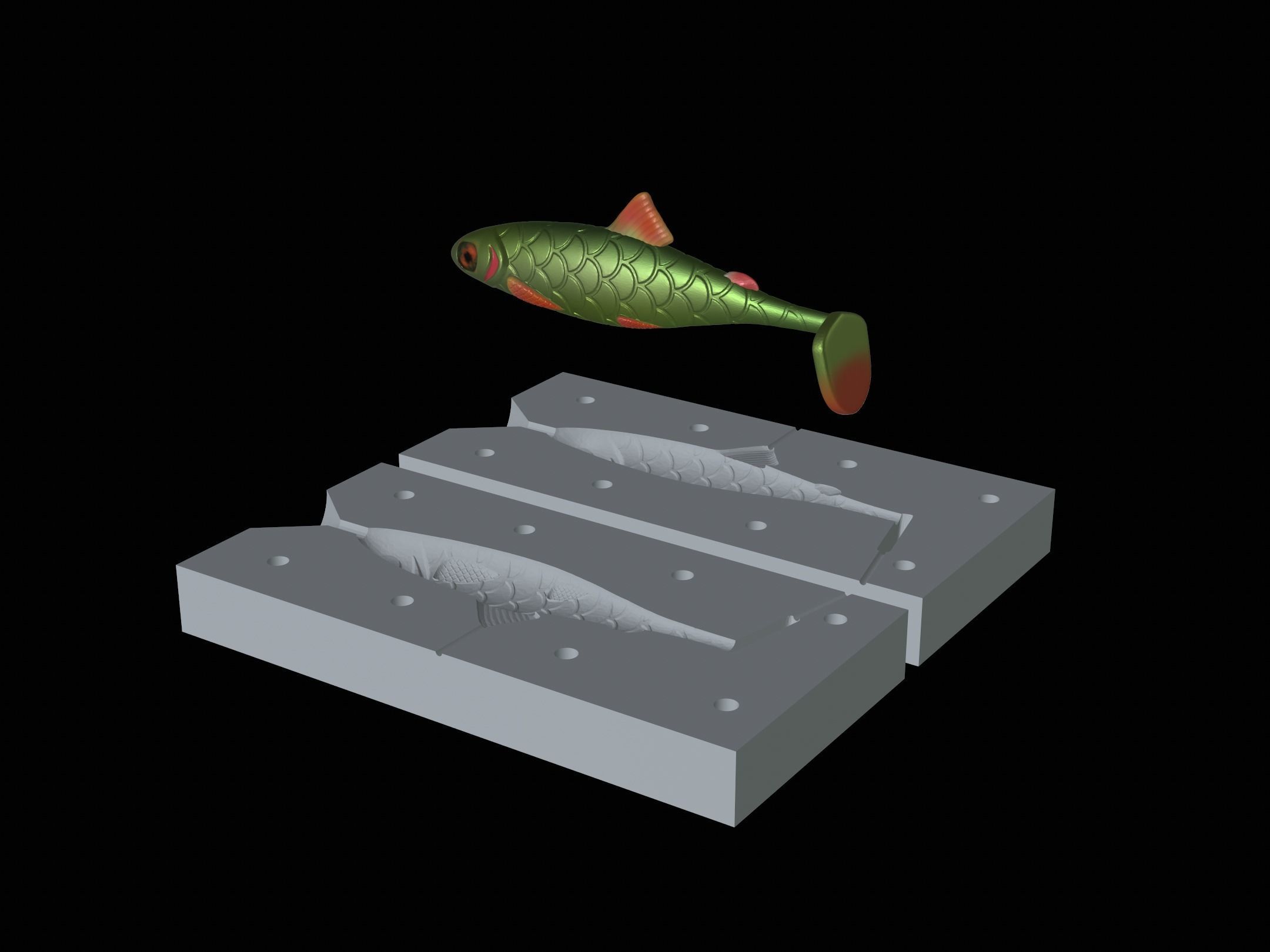 2x am bait fish 12cm 16 cm hoof form for predator fishing  3D print model_1