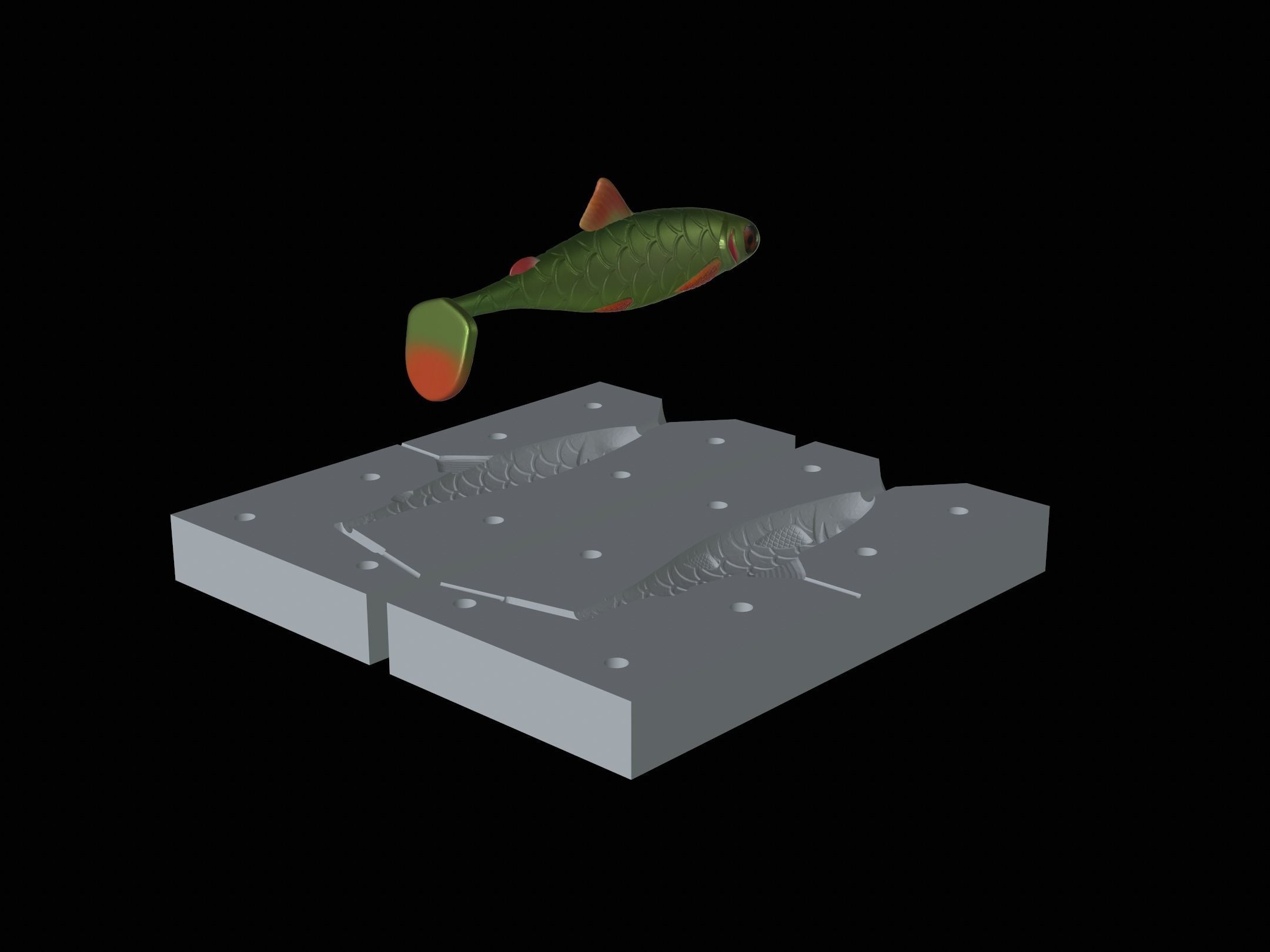 2x am bait fish 12cm 16 cm hoof form for predator fishing  3D print model_6