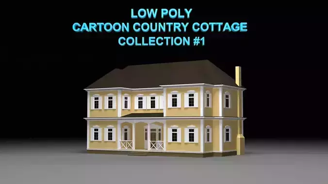 Low poly cartoon country cottage