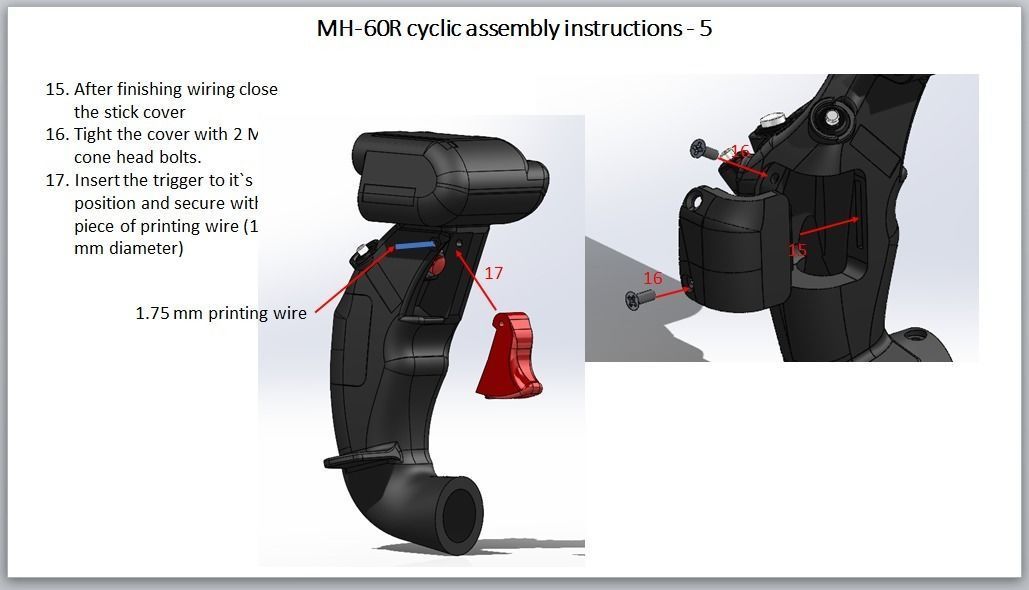 Mh-60R cyclic for flight sims with functional buttons 3D print model_11
