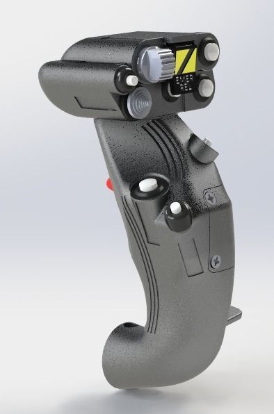 Mh-60R cyclic for flight sims with functional buttons 3D print model_4