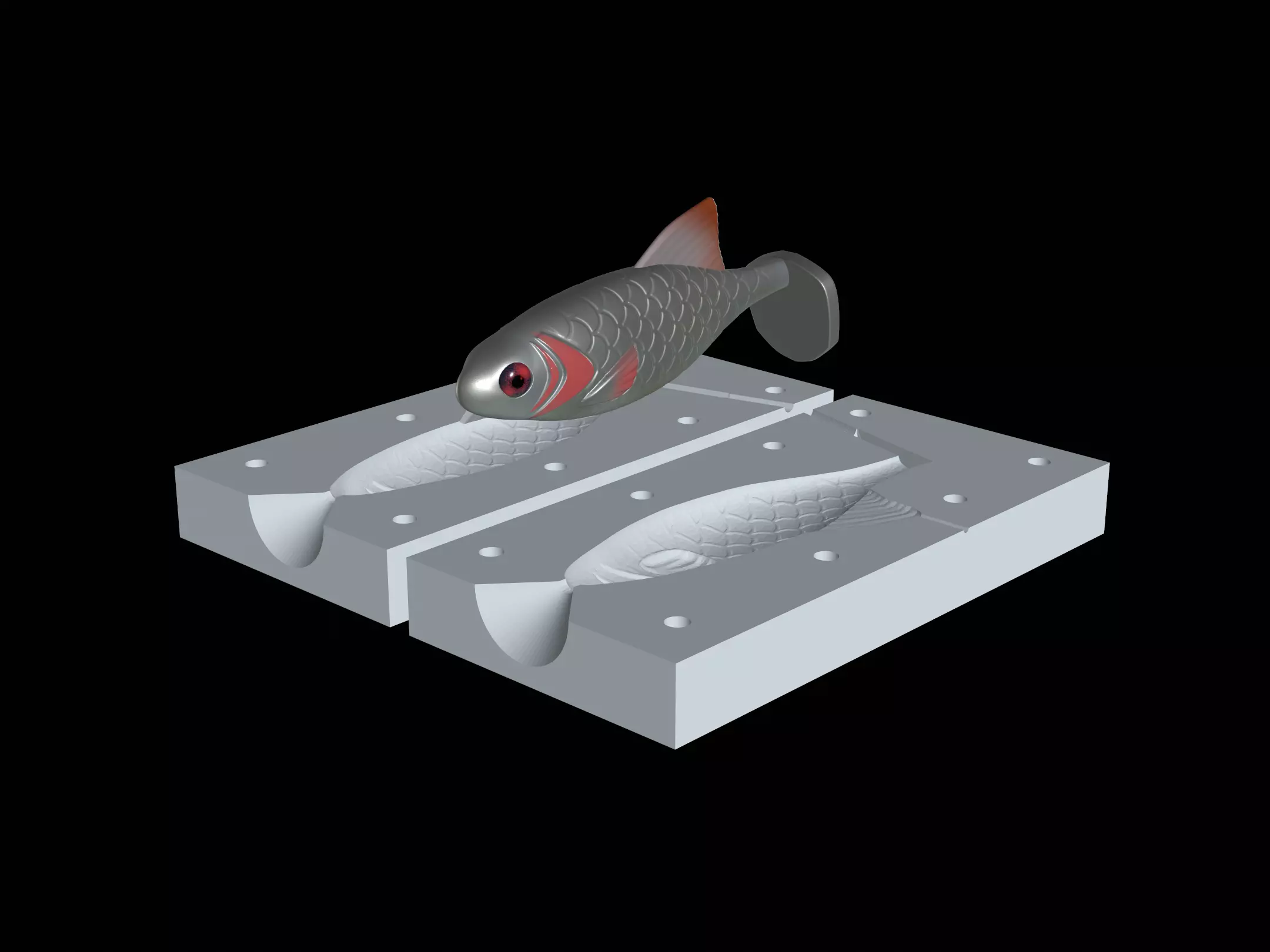 2x am bait fish 12cm 16cm hoof form for predator fishing  3D print model_0