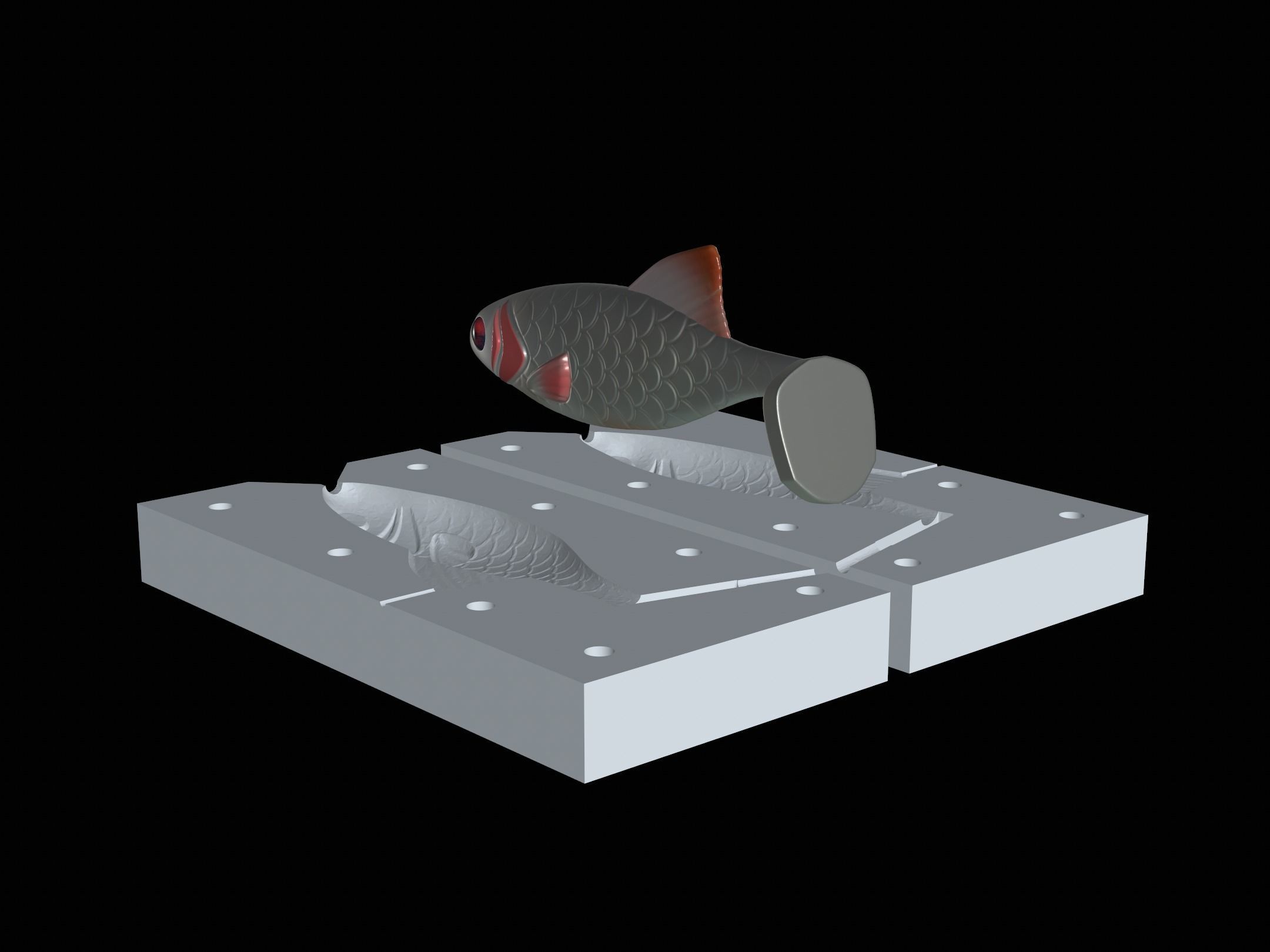 2x am bait fish 12cm 16cm hoof form for predator fishing  3D print model_1