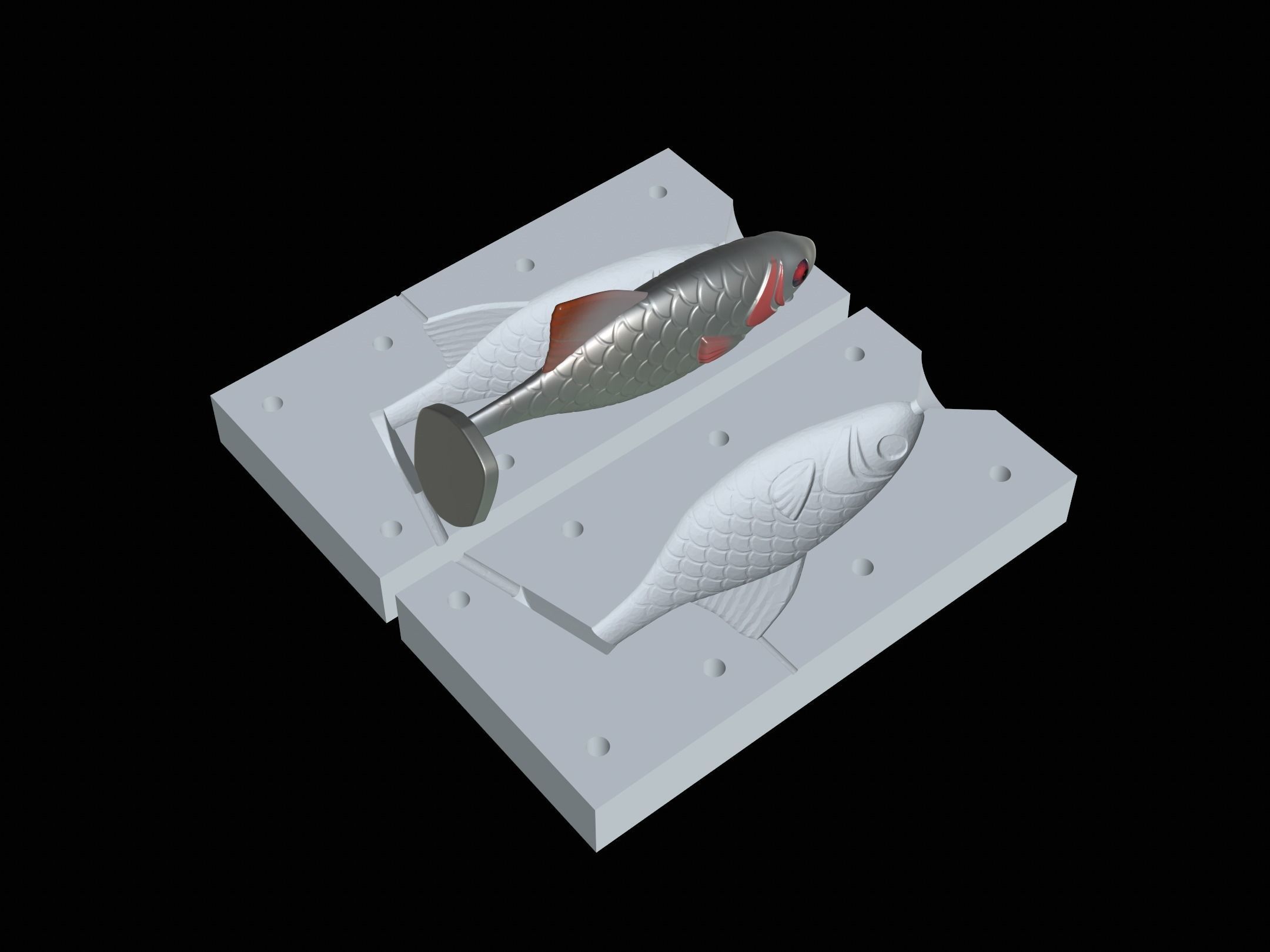 2x am bait fish 12cm 16cm hoof form for predator fishing  3D print model_5