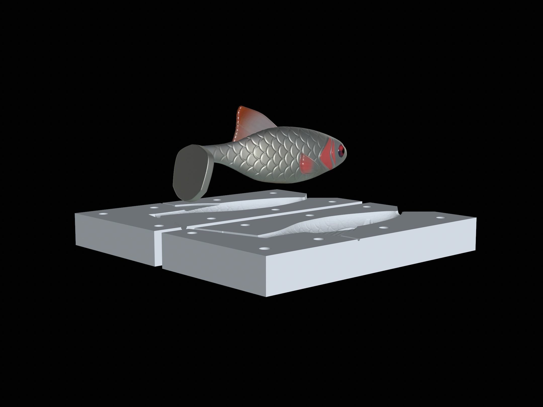 2x am bait fish 12cm 16cm hoof form for predator fishing  3D print model_4