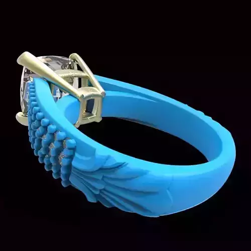 5 engraving 10x10mm baryon cut gem ring with diamonds 