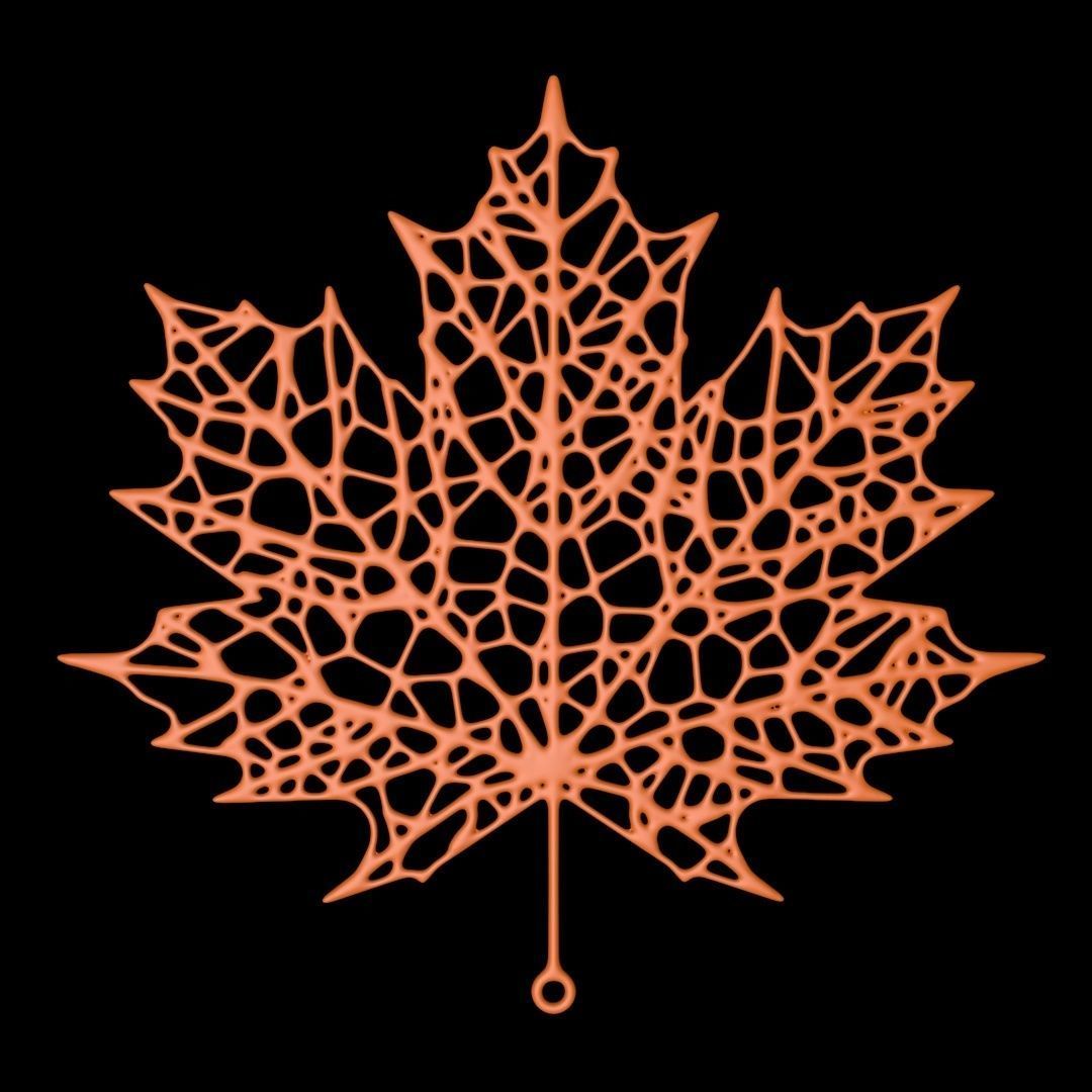 Voronoi maple leaf 3D print model_2