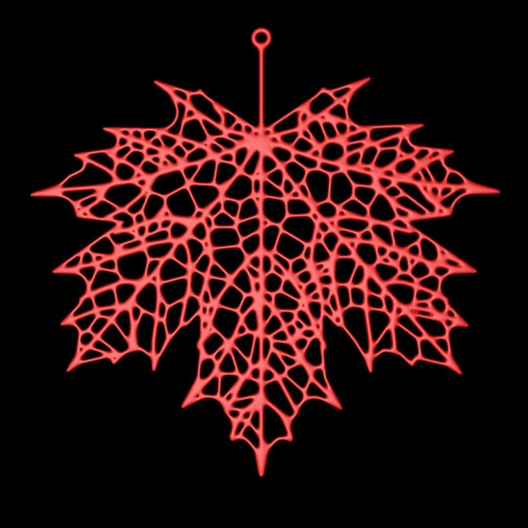 Voronoi maple leaf 3D print model_3
