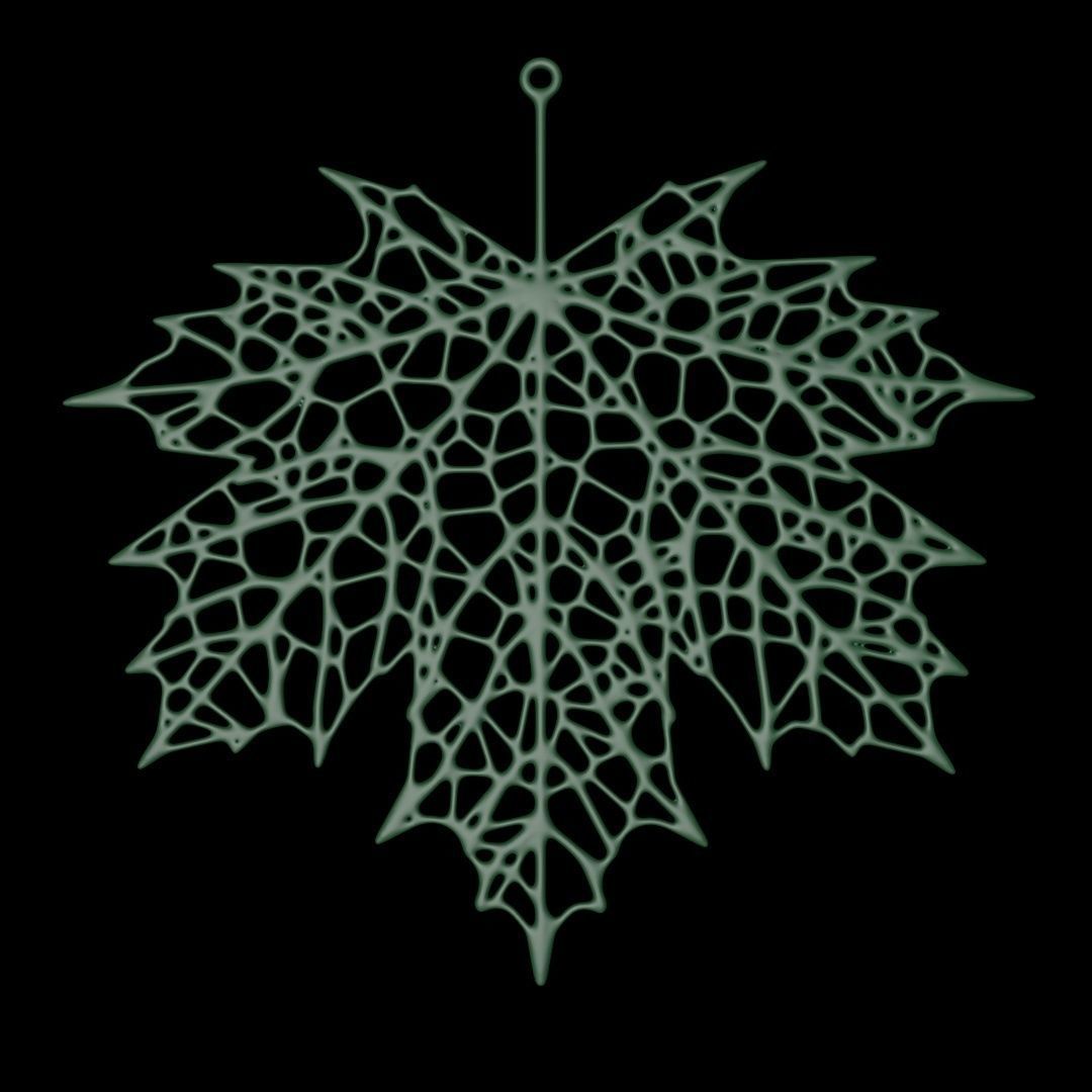 Voronoi maple leaf 3D print model_1