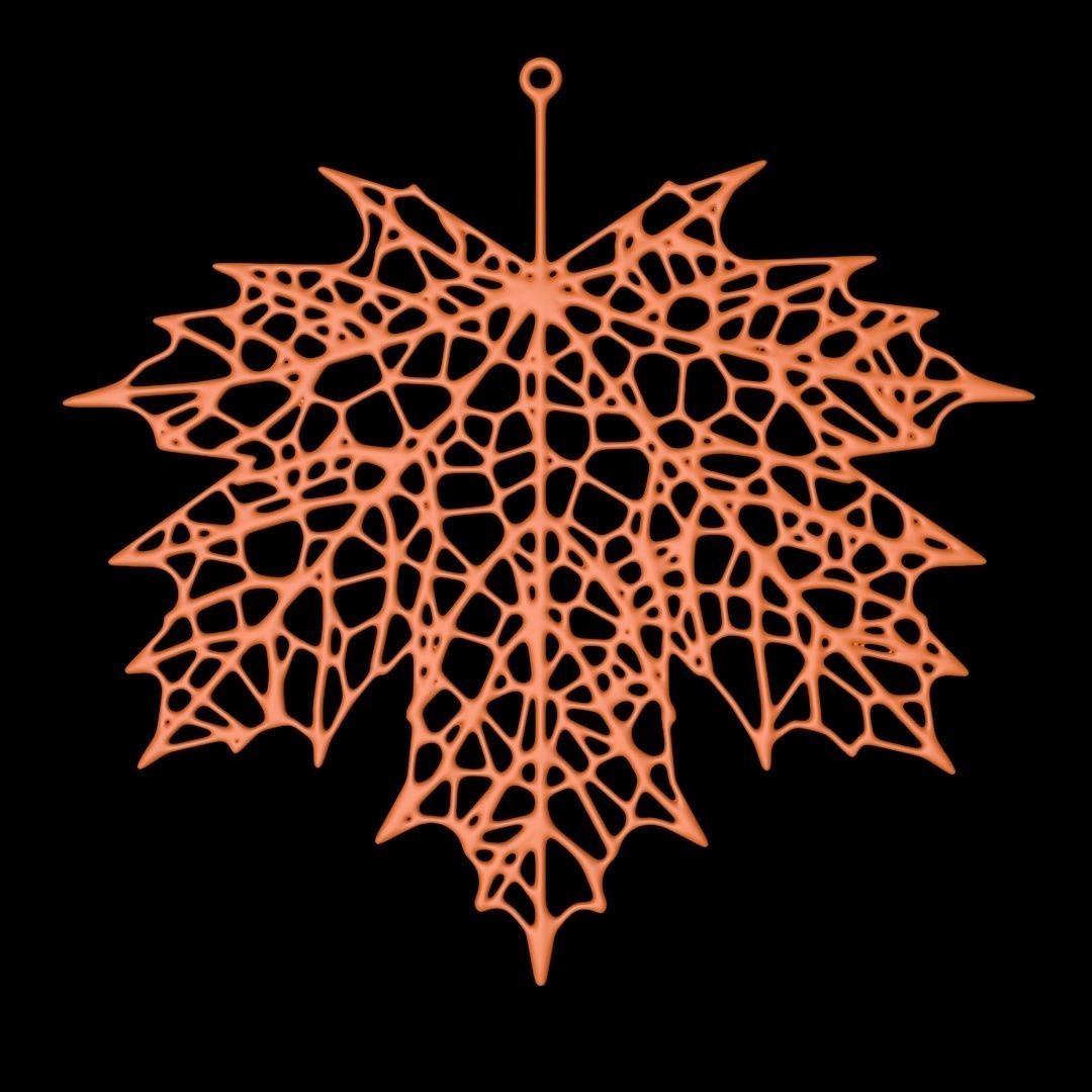 Voronoi maple leaf 3D print model_4