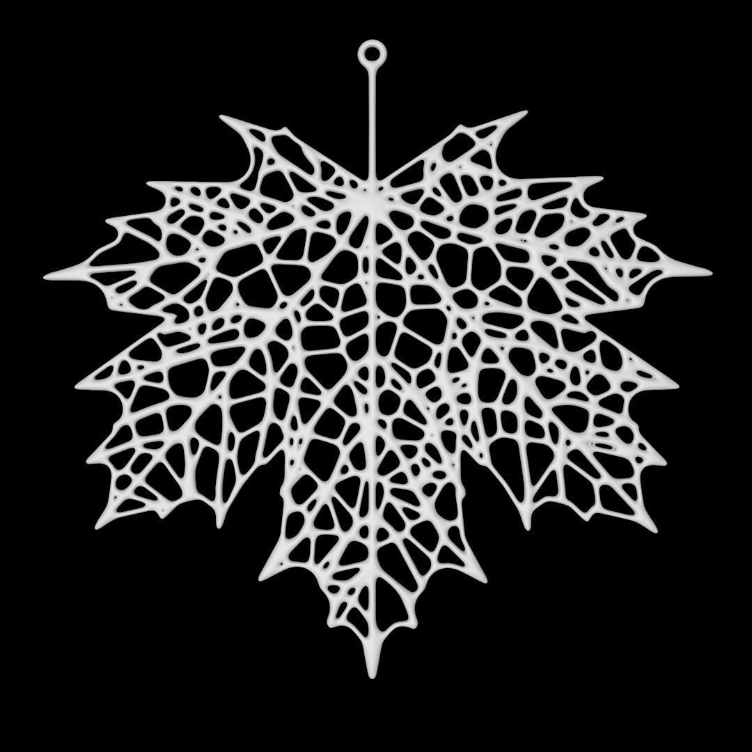 Voronoi maple leaf 3D print model_5