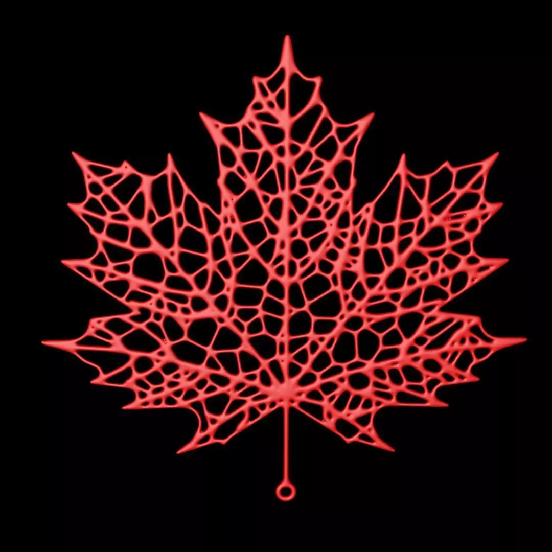 Voronoi maple leaf 3D print model_0