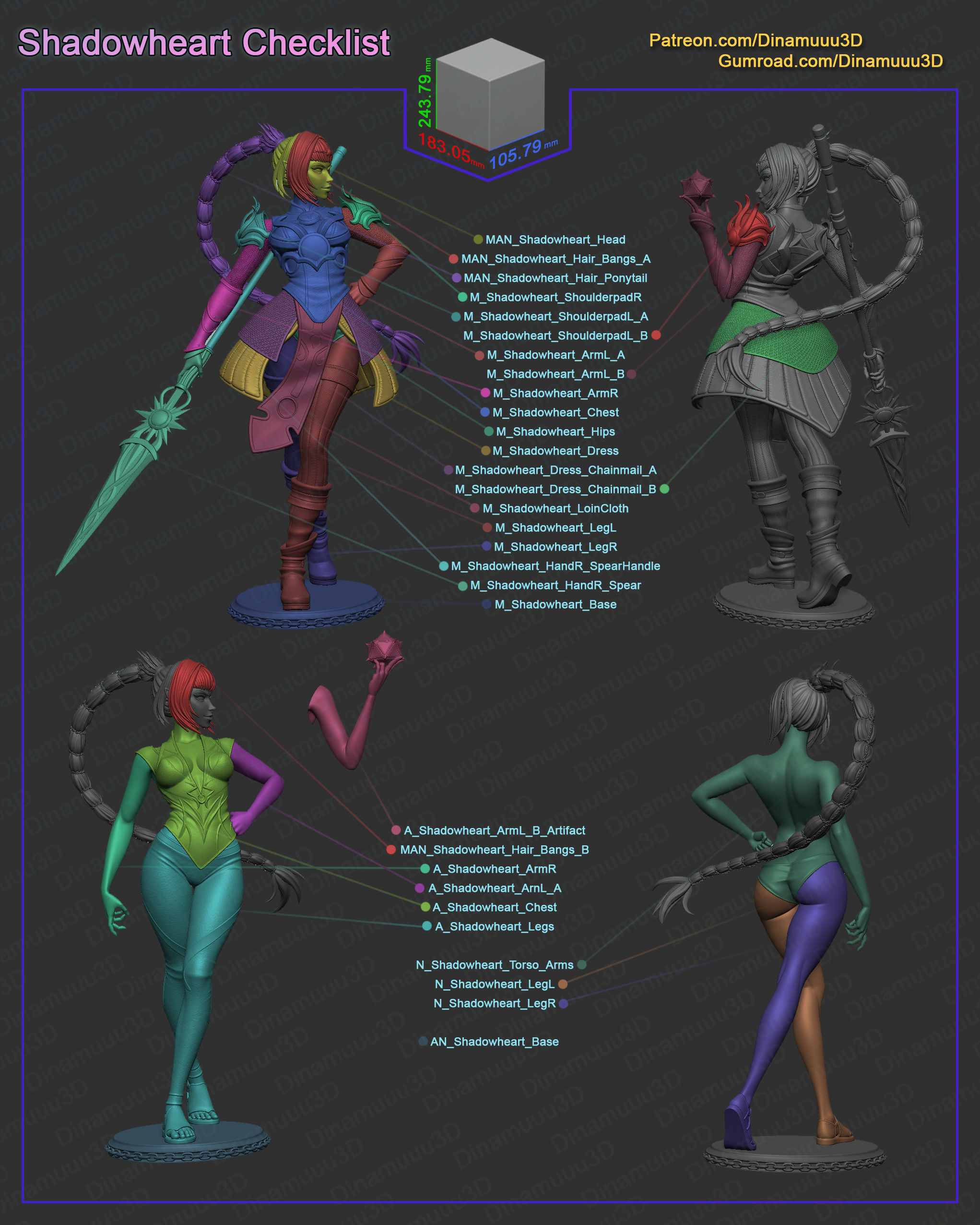 Shadowheart Multi Version SFW NSFW STL 3D print model 3D print model_7