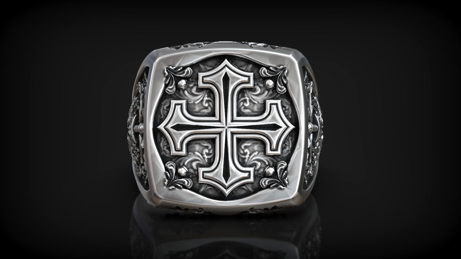 Heraldic Cross Crosslet Sword Medieval Pattern Signet 3D print model_1