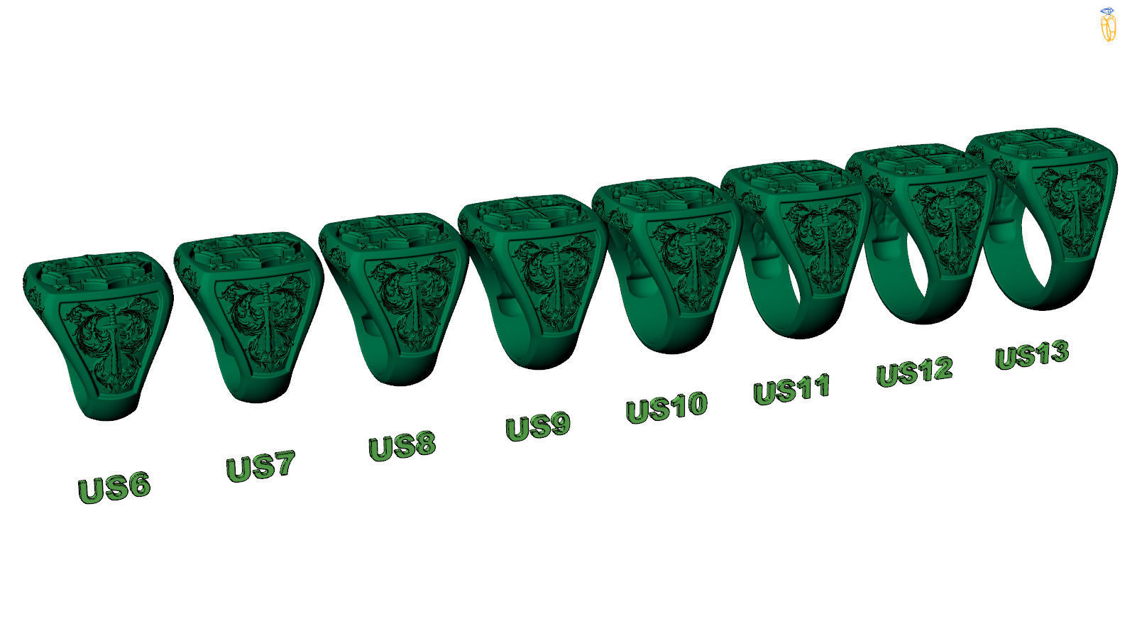 Heraldic Cross Crosslet Sword Medieval Pattern Signet 3D print model_7