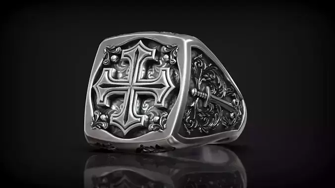 Heraldic Cross Crosslet Sword Medieval Pattern Signet  3D print model