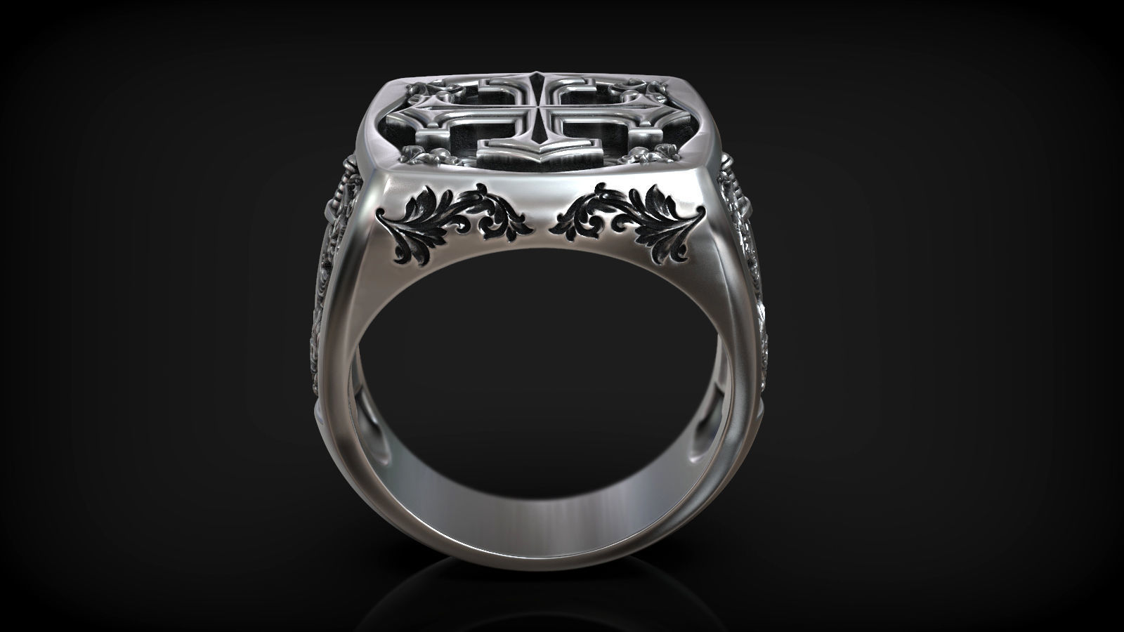 Heraldic Cross Crosslet Sword Medieval Pattern Signet 3D print model_4